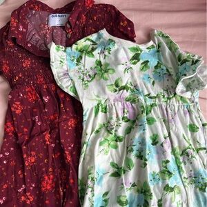 Old Navy 3T Floral Green and White Dress bundle